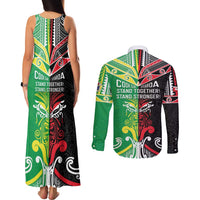 Cook Islands And Aotearoa Couples Matching Tank Maxi Dress and Long Sleeve Button Shirt Together For Te Tiriti O Waitangi LT05 - Polynesian Pride