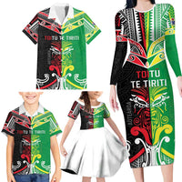 Cook Islands And Aotearoa Family Matching Long Sleeve Bodycon Dress and Hawaiian Shirt Together For Te Tiriti O Waitangi LT05 - Polynesian Pride
