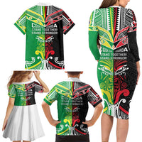 Cook Islands And Aotearoa Family Matching Long Sleeve Bodycon Dress and Hawaiian Shirt Together For Te Tiriti O Waitangi LT05 - Polynesian Pride