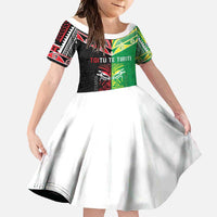 Cook Islands And Aotearoa Family Matching Mermaid Dress and Hawaiian Shirt Together For Te Tiriti O Waitangi LT05 Daughter's Dress Black - Polynesian Pride