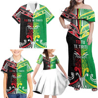 Cook Islands And Aotearoa Family Matching Off Shoulder Maxi Dress and Hawaiian Shirt Together For Te Tiriti O Waitangi LT05 - Polynesian Pride