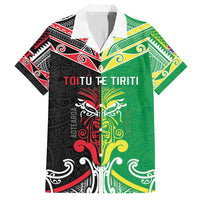 Cook Islands And Aotearoa Family Matching Short Sleeve Bodycon Dress and Hawaiian Shirt Together For Te Tiriti O Waitangi LT05 Dad's Shirt - Short Sleeve Black - Polynesian Pride