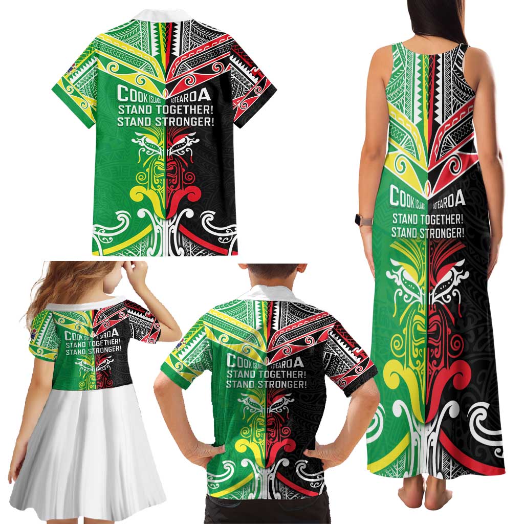 Cook Islands And Aotearoa Family Matching Tank Maxi Dress and Hawaiian Shirt Together For Te Tiriti O Waitangi LT05 - Polynesian Pride