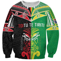 Cook Islands And Aotearoa Sweatshirt Together For Te Tiriti O Waitangi LT05 Unisex Black - Polynesian Pride