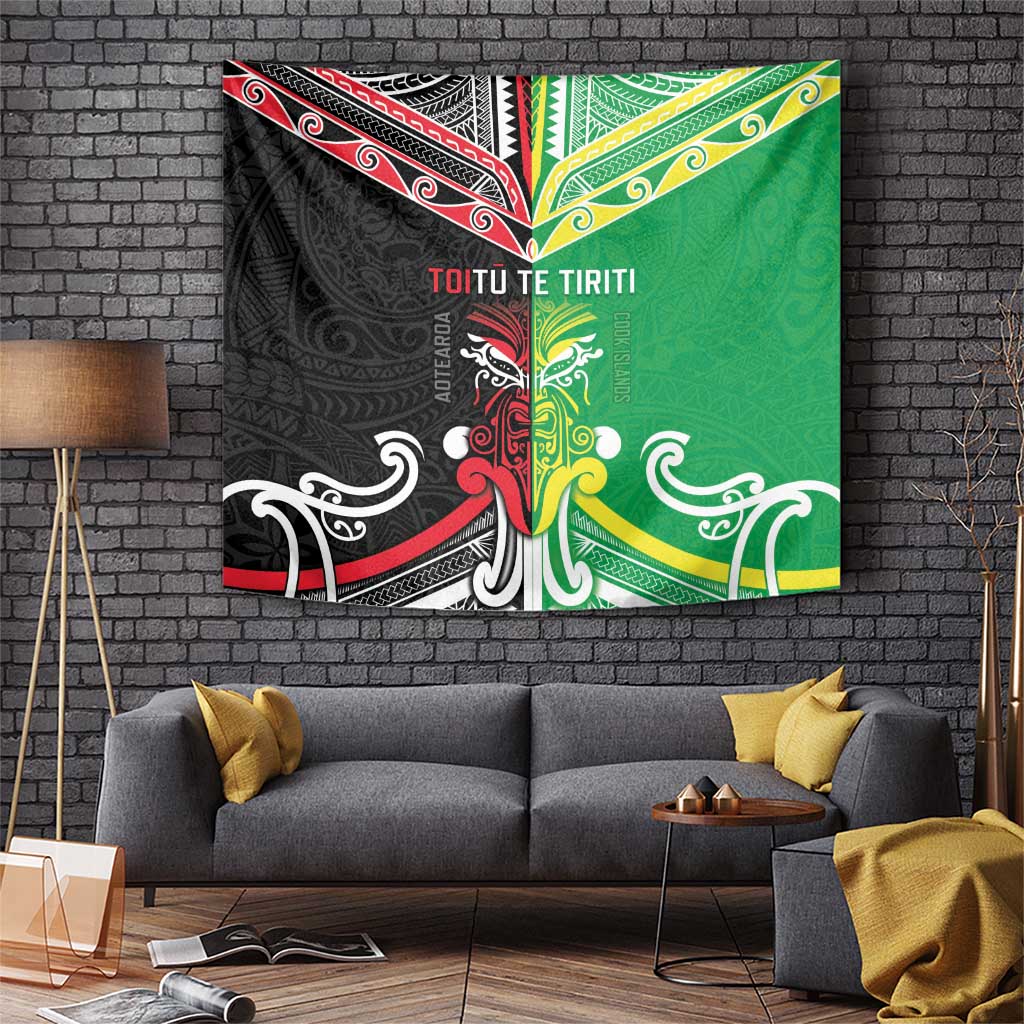Cook Islands And Aotearoa Tapestry Together For Te Tiriti O Waitangi LT05 Black - Polynesian Pride
