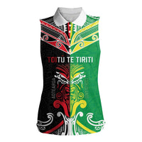 Cook Islands And Aotearoa Women Sleeveless Polo Shirt Together For Te Tiriti O Waitangi LT05 Female Black - Polynesian Pride