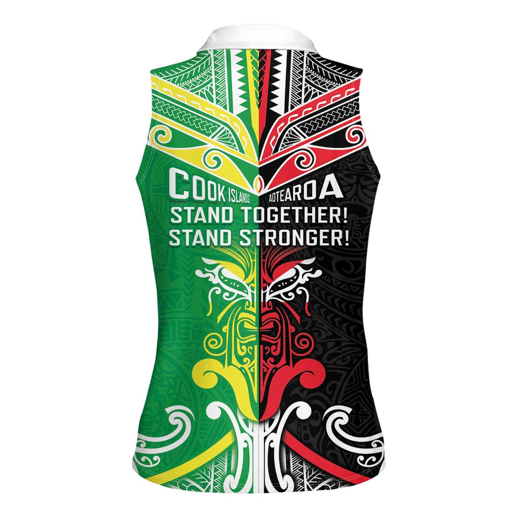 Cook Islands And Aotearoa Women Sleeveless Polo Shirt Together For Te Tiriti O Waitangi LT05 - Polynesian Pride