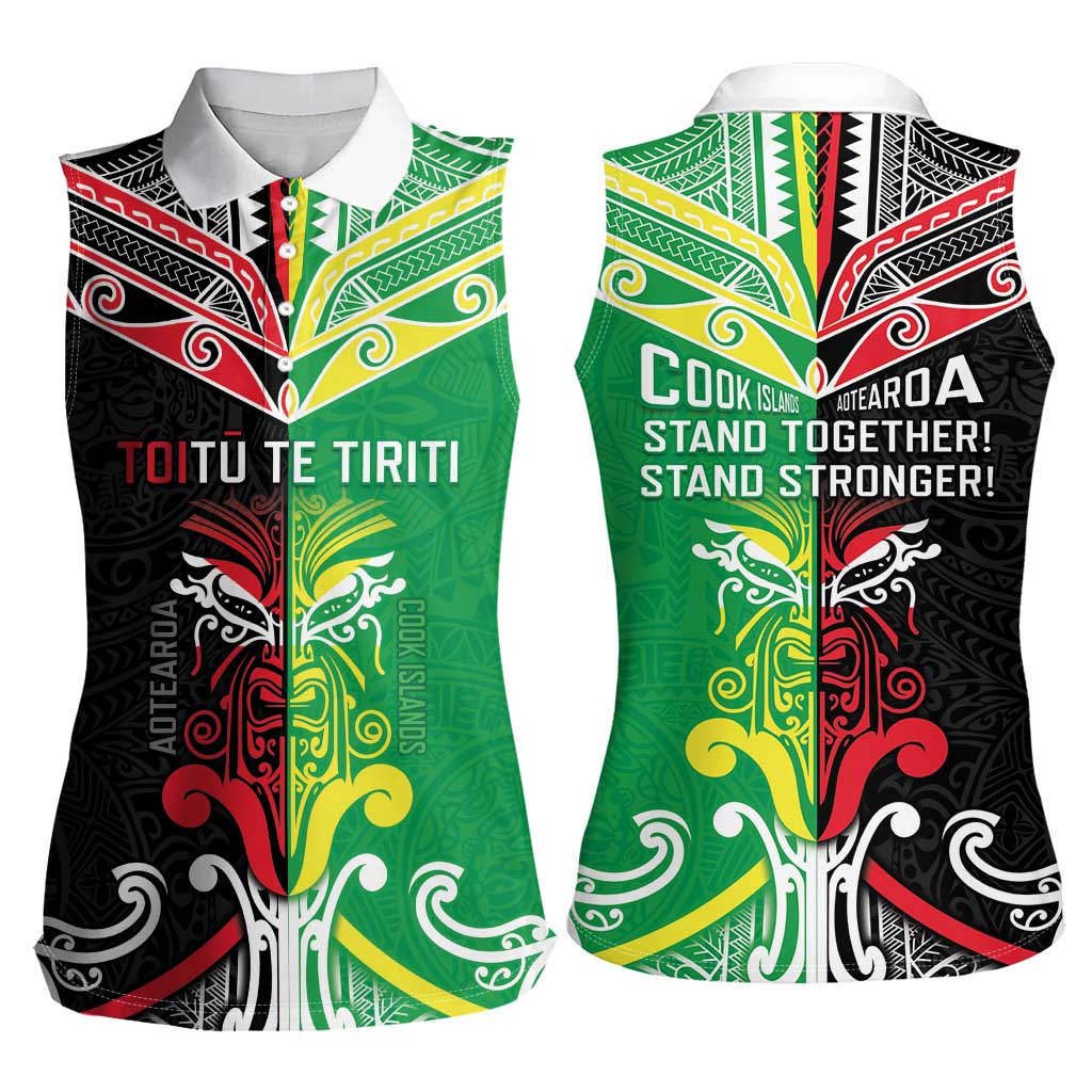 Cook Islands And Aotearoa Women Sleeveless Polo Shirt Together For Te Tiriti O Waitangi LT05 - Polynesian Pride