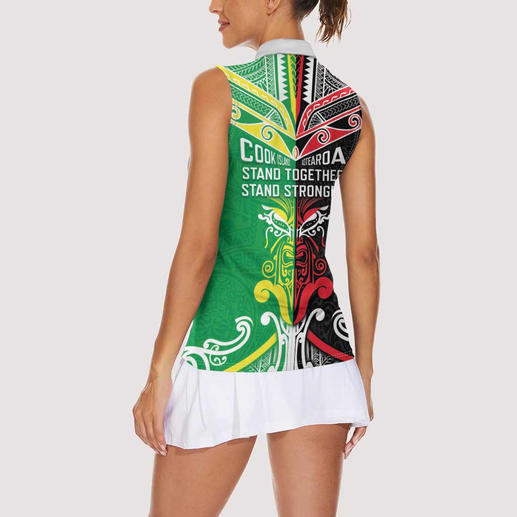 Cook Islands And Aotearoa Women Sleeveless Polo Shirt Together For Te Tiriti O Waitangi LT05 - Polynesian Pride