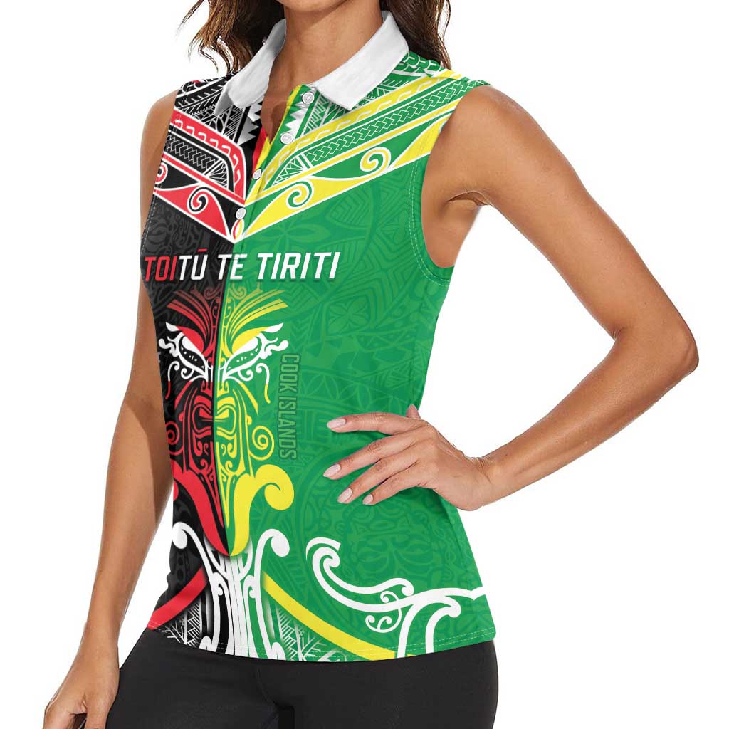 Cook Islands And Aotearoa Women Sleeveless Polo Shirt Together For Te Tiriti O Waitangi LT05 - Polynesian Pride