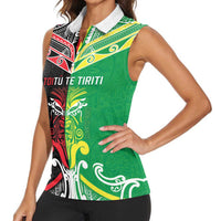 Cook Islands And Aotearoa Women Sleeveless Polo Shirt Together For Te Tiriti O Waitangi LT05 - Polynesian Pride
