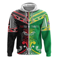Cook Islands And Aotearoa Zip Hoodie Together For Te Tiriti O Waitangi LT05 Zip Hoodie Black - Polynesian Pride