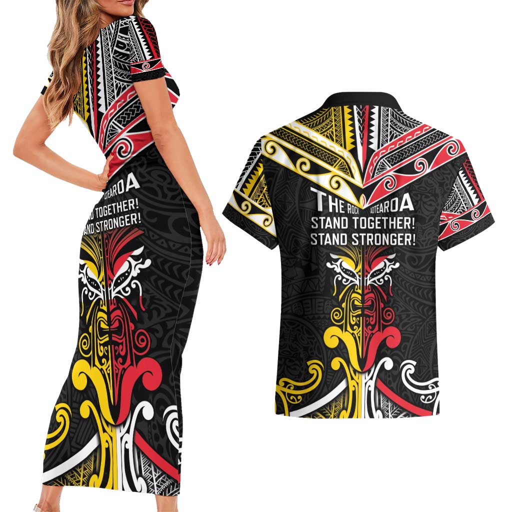 Niue And Aotearoa Couples Matching Short Sleeve Bodycon Dress and Hawaiian Shirt Together For Te Tiriti O Waitangi LT05 - Polynesian Pride