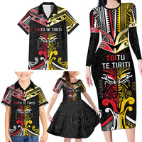 Niue And Aotearoa Family Matching Long Sleeve Bodycon Dress and Hawaiian Shirt Together For Te Tiriti O Waitangi LT05 - Polynesian Pride