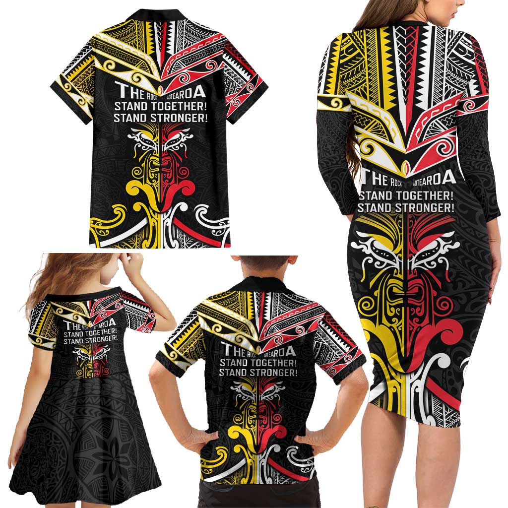 Niue And Aotearoa Family Matching Long Sleeve Bodycon Dress and Hawaiian Shirt Together For Te Tiriti O Waitangi LT05 - Polynesian Pride