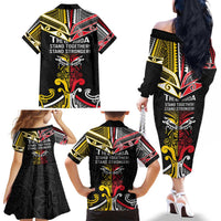 Niue And Aotearoa Family Matching Off The Shoulder Long Sleeve Dress and Hawaiian Shirt Together For Te Tiriti O Waitangi LT05 - Polynesian Pride