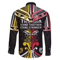 Niue And Aotearoa Family Matching Off The Shoulder Long Sleeve Dress and Hawaiian Shirt Together For Te Tiriti O Waitangi LT05 - Polynesian Pride