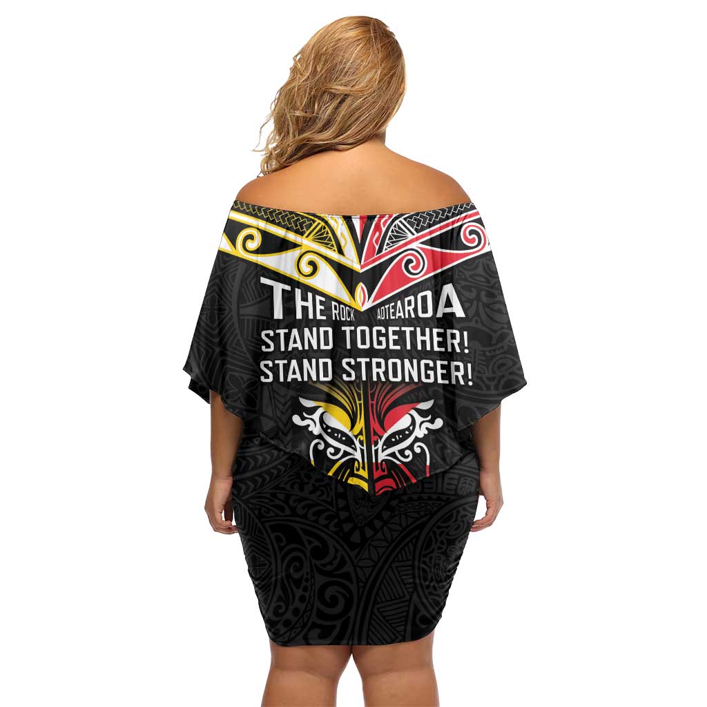 Niue And Aotearoa Family Matching Off Shoulder Short Dress and Hawaiian Shirt Together For Te Tiriti O Waitangi LT05 - Polynesian Pride
