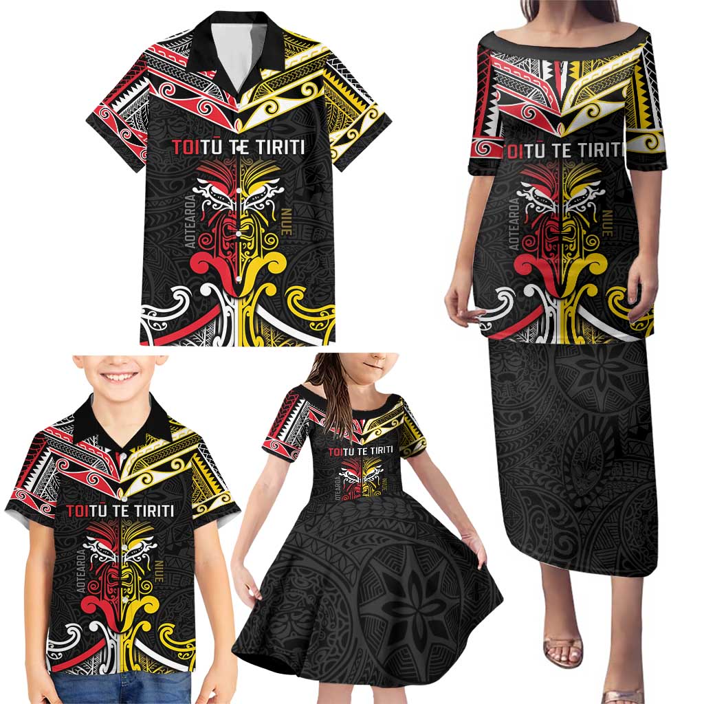 Niue And Aotearoa Family Matching Puletasi and Hawaiian Shirt Together For Te Tiriti O Waitangi LT05 - Polynesian Pride