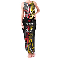 Niue And Aotearoa Family Matching Tank Maxi Dress and Hawaiian Shirt Together For Te Tiriti O Waitangi LT05 Mom's Dress Black - Polynesian Pride