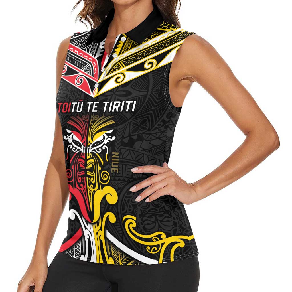 Niue And Aotearoa Women Sleeveless Polo Shirt Together For Te Tiriti O Waitangi LT05 - Polynesian Pride