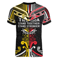 Niue And Aotearoa Women V-Neck T-Shirt Together For Te Tiriti O Waitangi LT05 - Polynesian Pride