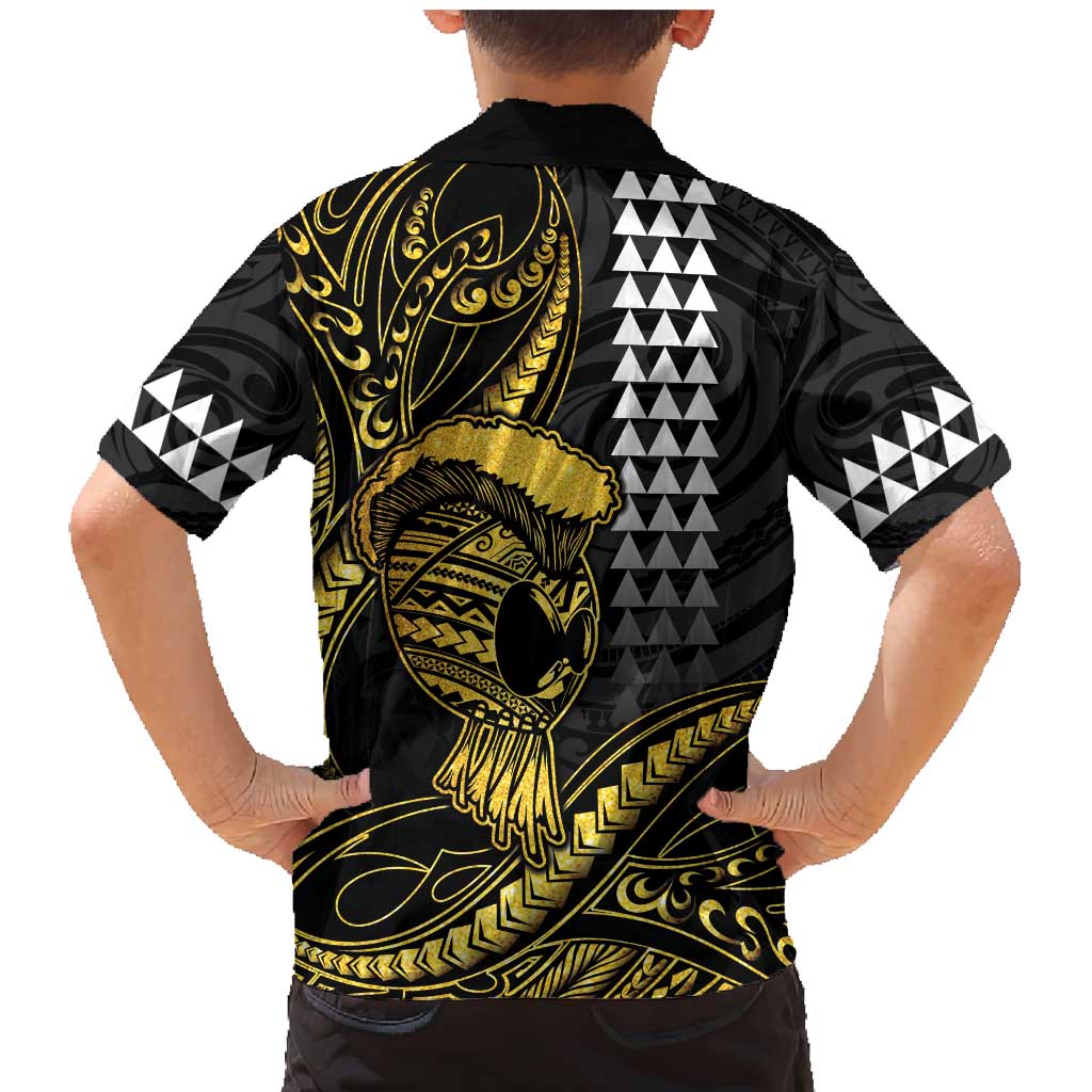Hawaii Ikaika Warrior Helmet Family Matching Mermaid Dress and Hawaiian Shirt Gold Style LT05 - Polynesian Pride