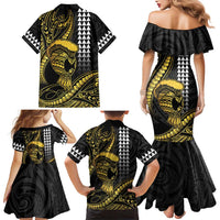 Hawaii Ikaika Warrior Helmet Family Matching Mermaid Dress and Hawaiian Shirt Gold Style LT05 - Polynesian Pride