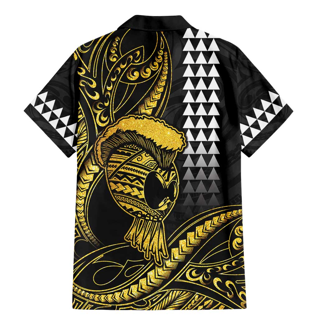 Hawaii Ikaika Warrior Helmet Family Matching Mermaid Dress and Hawaiian Shirt Gold Style LT05 - Polynesian Pride