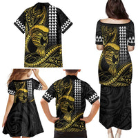 Hawaii Ikaika Warrior Helmet Family Matching Puletasi and Hawaiian Shirt Gold Style LT05 - Polynesian Pride