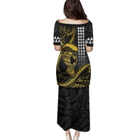 Hawaii Ikaika Warrior Helmet Family Matching Puletasi and Hawaiian Shirt Gold Style LT05 - Polynesian Pride