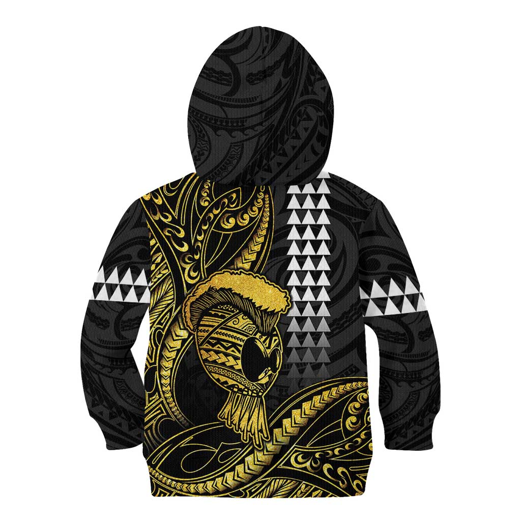 Hawaii Ikaika Warrior Helmet Kid Hoodie Gold Style LT05 - Polynesian Pride