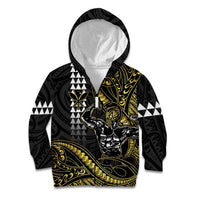 Hawaii Ikaika Warrior Helmet Kid Hoodie Gold Style LT05 Zip Hoodie Gold - Polynesian Pride