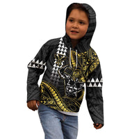 Hawaii Ikaika Warrior Helmet Kid Hoodie Gold Style LT05 - Polynesian Pride