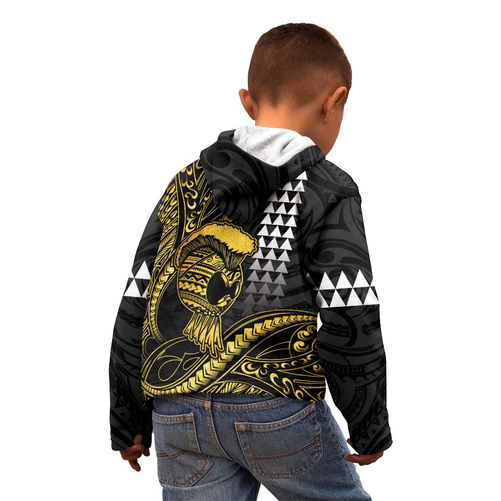 Hawaii Ikaika Warrior Helmet Kid Hoodie Gold Style LT05 - Polynesian Pride