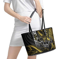 Hawaii Ikaika Warrior Helmet Leather Tote Bag Gold Style LT05 - Polynesian Pride