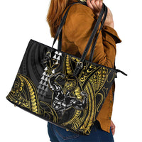 Hawaii Ikaika Warrior Helmet Leather Tote Bag Gold Style LT05 - Polynesian Pride