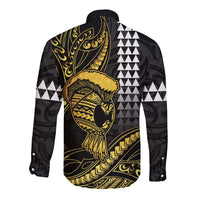 Hawaii Ikaika Warrior Helmet Long Sleeve Button Shirt Gold Style LT05 - Polynesian Pride