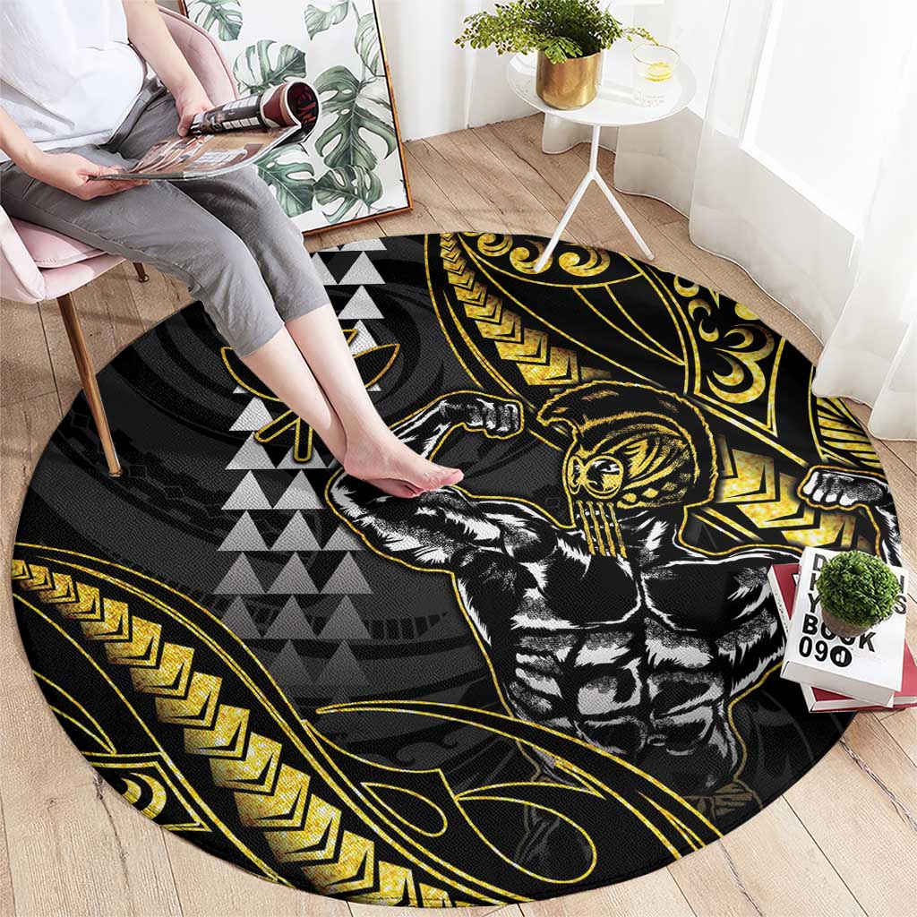 Hawaii Ikaika Warrior Helmet Round Carpet Gold Style LT05 - Polynesian Pride