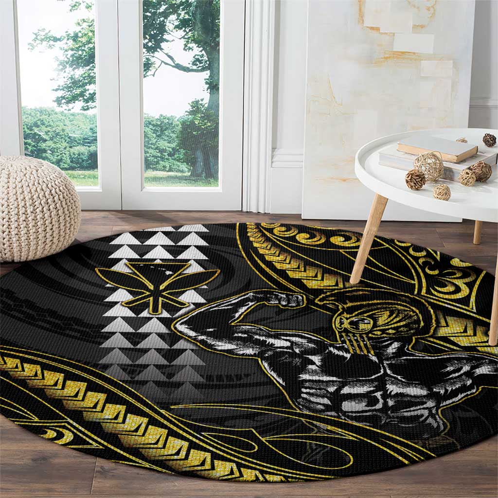 Hawaii Ikaika Warrior Helmet Round Carpet Gold Style LT05 - Polynesian Pride