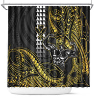 Hawaii Ikaika Warrior Helmet Shower Curtain Gold Style LT05 Gold - Polynesian Pride