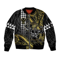 Hawaii Ikaika Warrior Helmet Sleeve Zip Bomber Jacket Gold Style LT05 Unisex Gold - Polynesian Pride