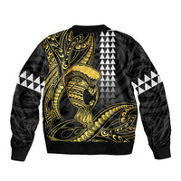 Hawaii Ikaika Warrior Helmet Sleeve Zip Bomber Jacket Gold Style LT05 - Polynesian Pride