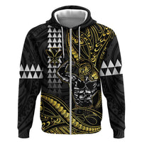 Hawaii Ikaika Warrior Helmet Zip Hoodie Gold Style LT05 Zip Hoodie Gold - Polynesian Pride