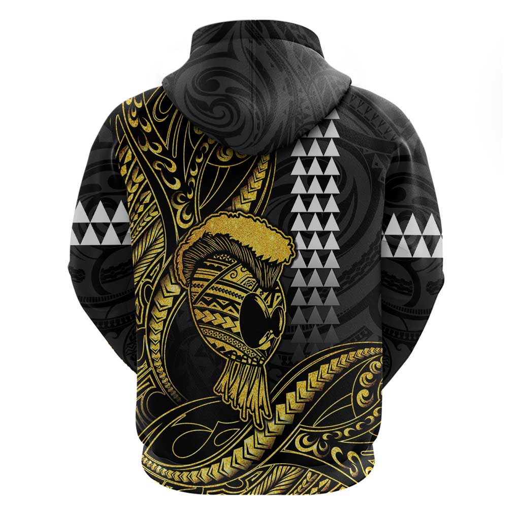 Hawaii Ikaika Warrior Helmet Zip Hoodie Gold Style LT05 - Polynesian Pride