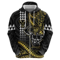 Hawaii Ikaika Warrior Helmet Zip Hoodie Gold Style LT05 - Polynesian Pride