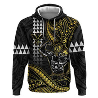 Hawaii Ikaika Warrior Helmet Zip Hoodie Gold Style LT05 Pullover Hoodie Gold - Polynesian Pride