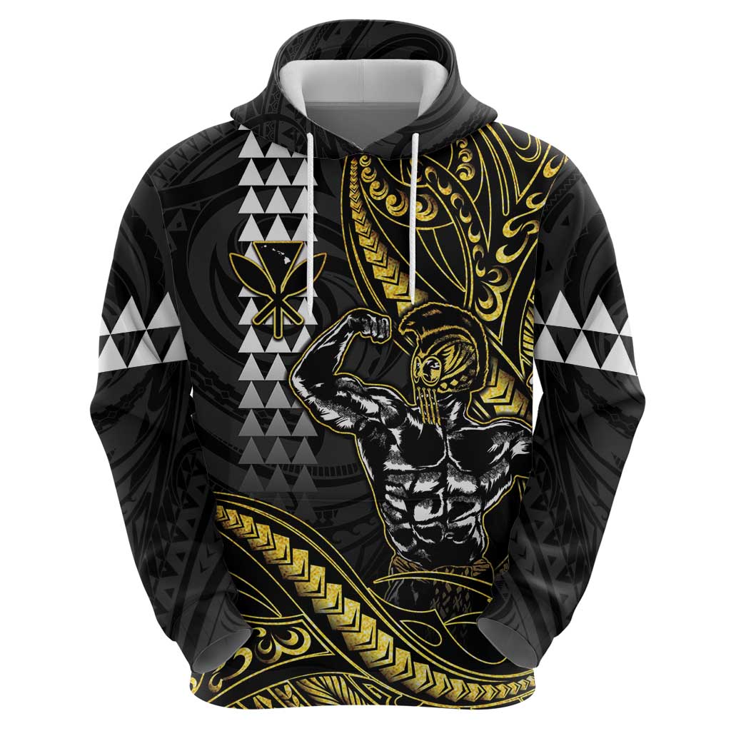Hawaii Ikaika Warrior Helmet Zip Hoodie Gold Style LT05 - Polynesian Pride
