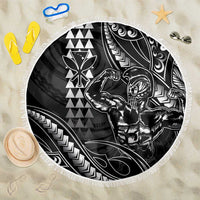 Hawaii Ikaika Warrior Helmet Beach Blanket Black Tribal Tattoo LT05 One Size 150cm Black - Polynesian Pride
