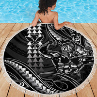 Hawaii Ikaika Warrior Helmet Beach Blanket Black Tribal Tattoo LT05 - Polynesian Pride
